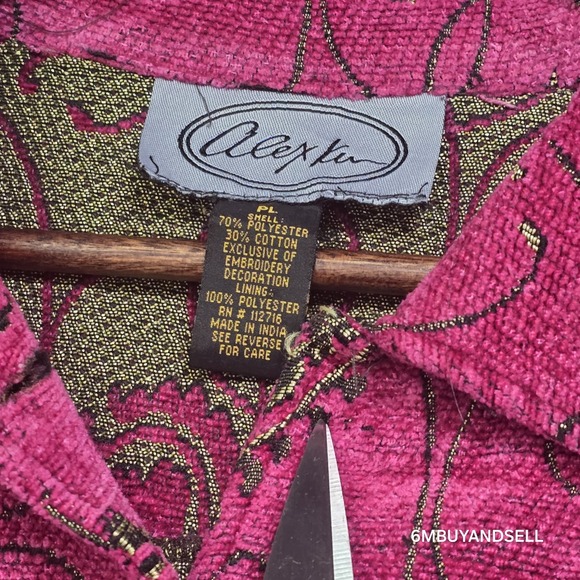 Alexku Pink Gold Floral Embroidered Jacket Boho Vintage Womens PL - Picture 6 of 11